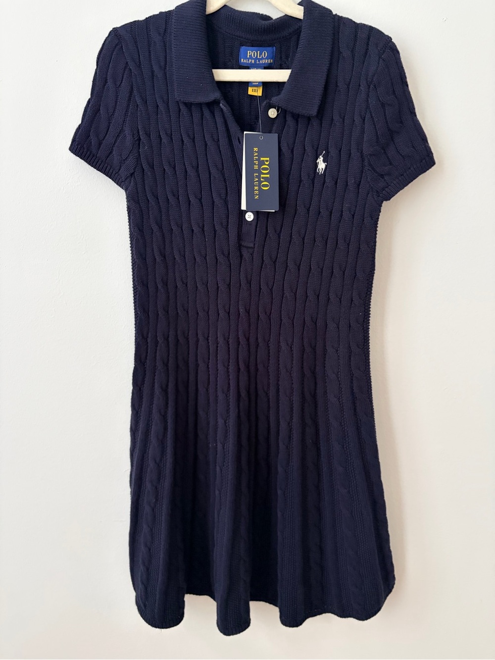 Ralph Lauren Navy Cable-Knit Polo Mini Dress